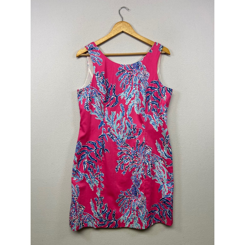 Lilly Pulitzer Preppy Coastal Womens 10 Pink Coral Reef Starfish Shift Dress